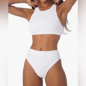 WeWoreWhat White Zip-Front Bikini Set